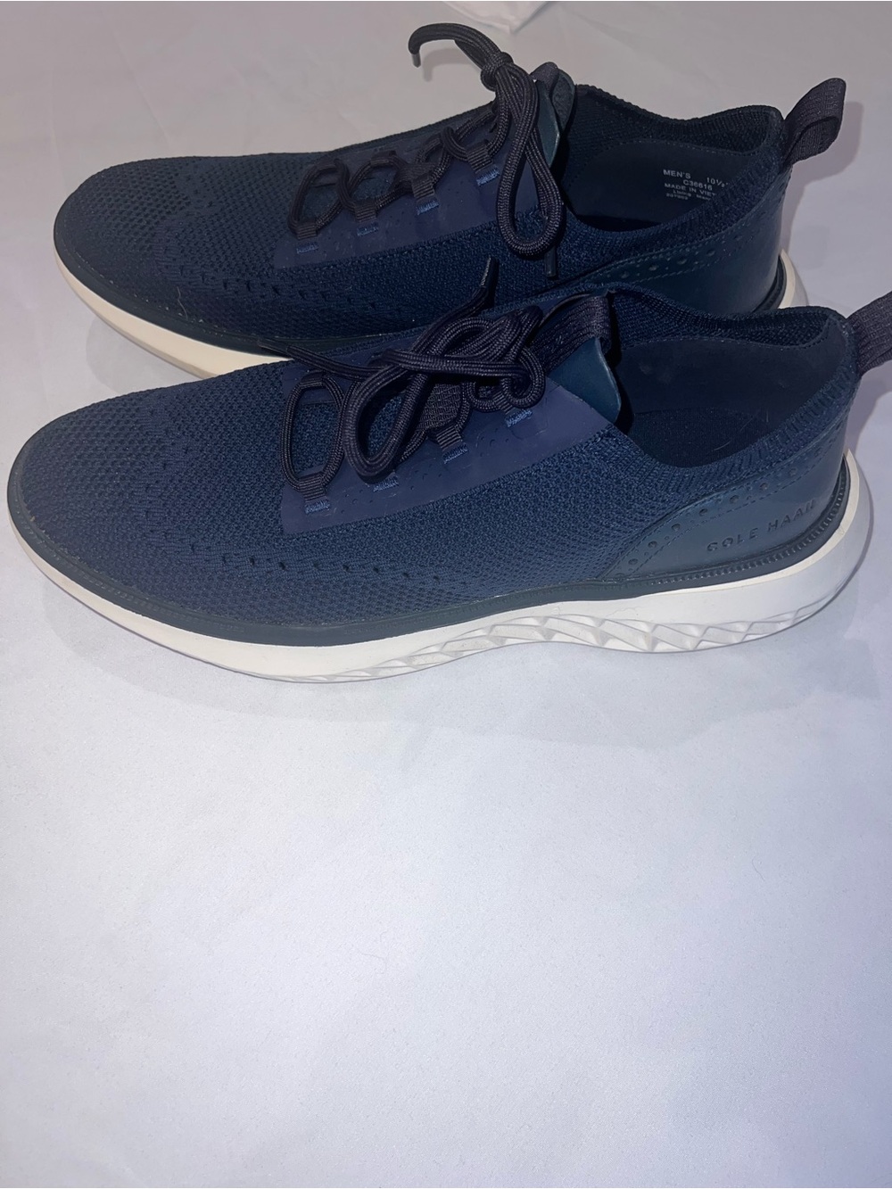 Cole Haan Men's Navy Knit Lace-Up Sneakers with White Sole